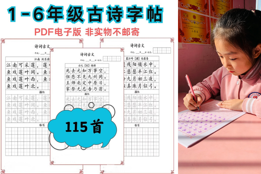 【练字+学古诗】小学1-6年级同步字帖电子版，秒发网盘！